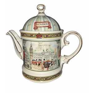 Vintage James Sadler Porcelain Tea Pot Horseguards Made in England London Queen